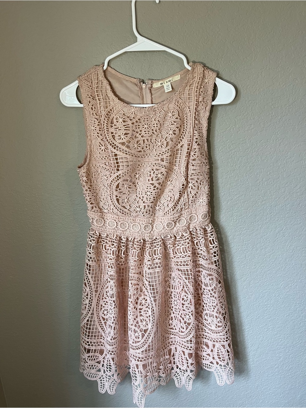 Mi Ami Blush Pink Crochet Lace Fit & Flare Dress XS Romantic Boho Western